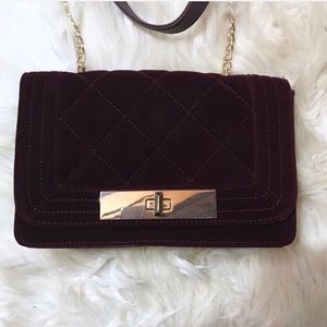 Velvet Quilted Crossbody Bag